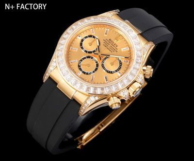 N Factory Rolex Daytona 40mm 7750/4310/4131 Movement 904L Steel Gold Face Diamond Bezel Watch
